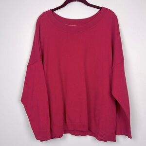 J Jill drop shoulder wide neck XL dark pink cozy sweater